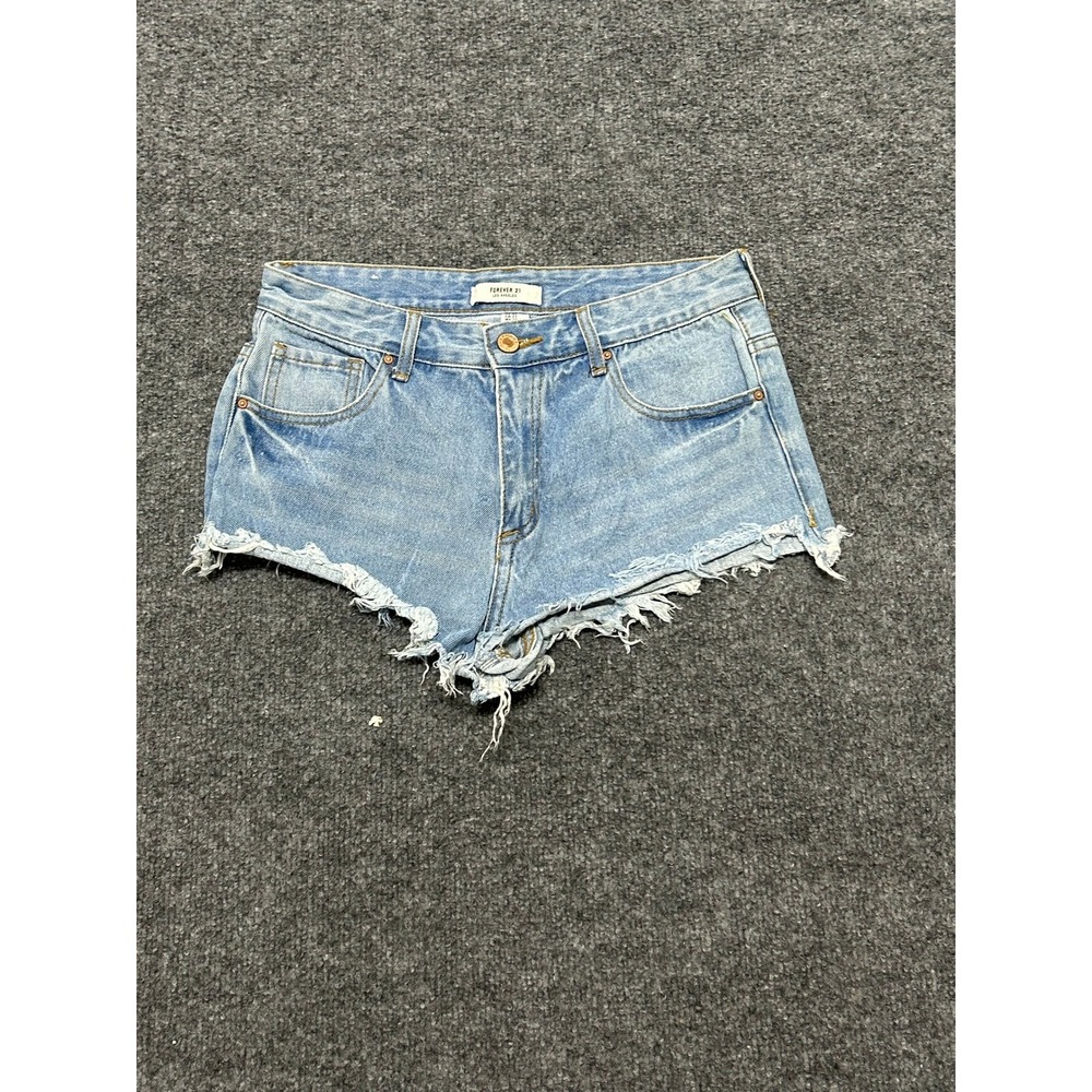 Forever 21 Shorts Womens Size 27 Light Wash Denim Frayed Cut Off Casual Summer